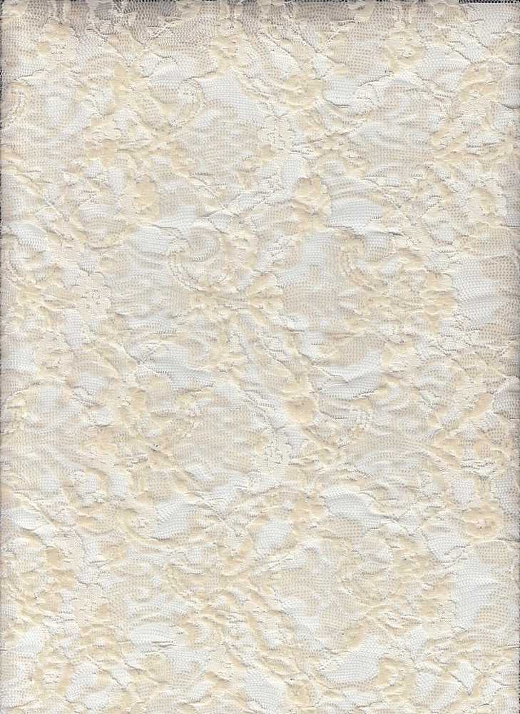 14115 NATURAL FLOCKING OFFWHITE/IVORY STRETCH LACE