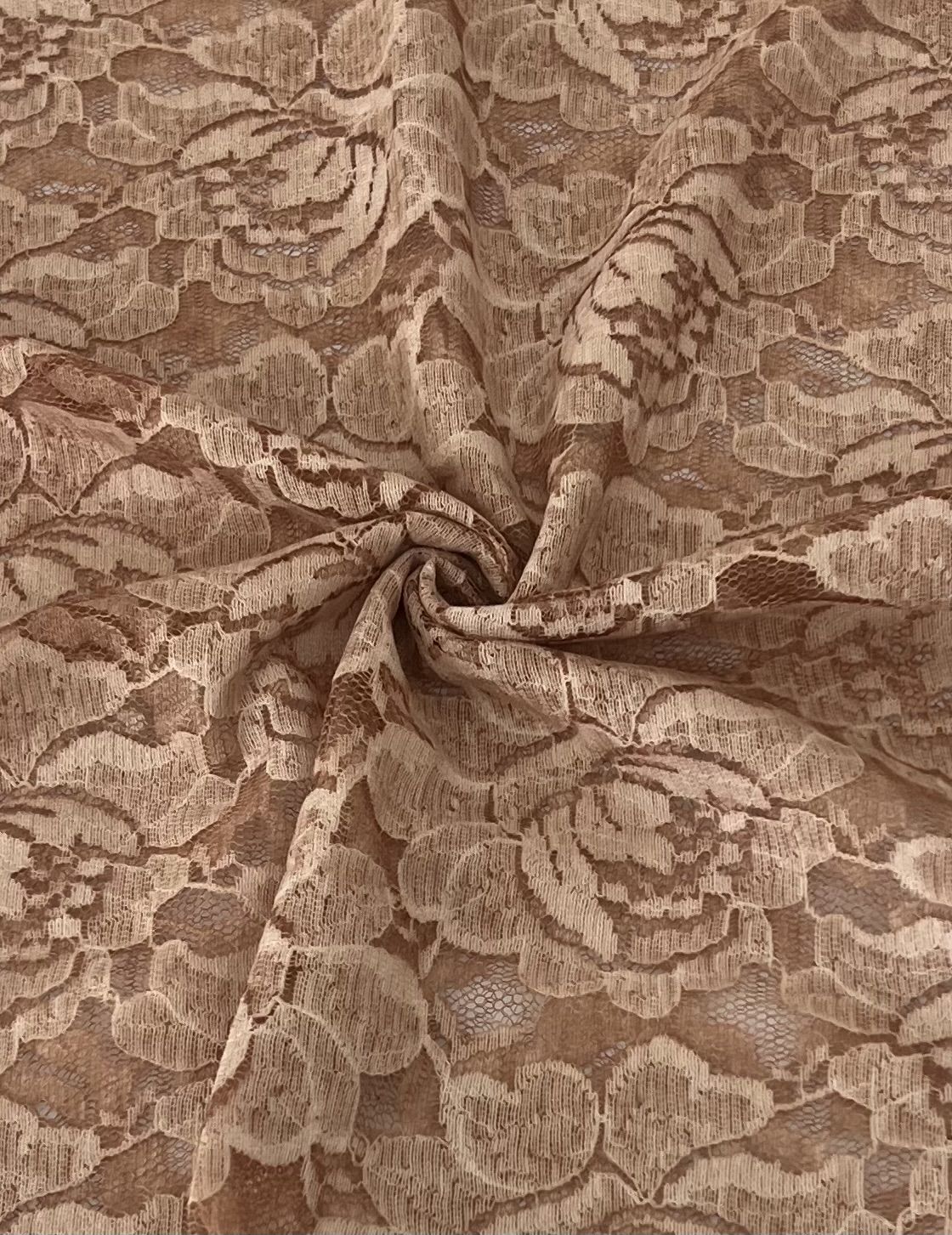 X20010 WASHED SALMON BROWN NON STRETCH LACE