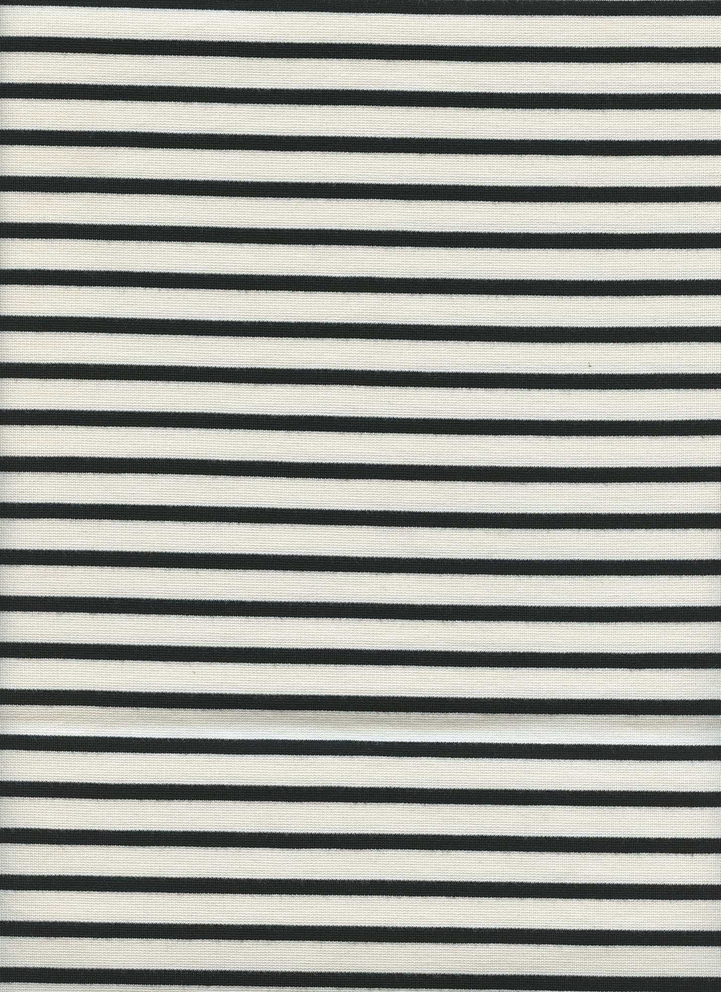 13999 STRIPE IVORY/BLACK KNITS PONTI/OTTOMAN STRIPES