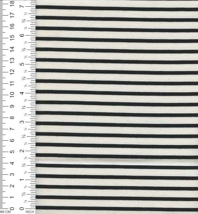 13999 STRIPE IVORY/BLACK KNITS PONTI/OTTOMAN STRIPES