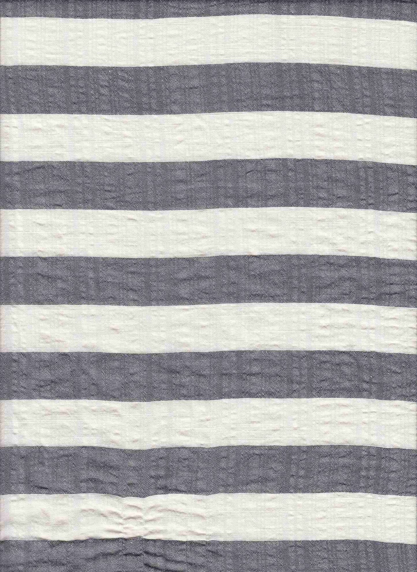 19448 DK NAVY/NATURAL BLUE PRINTS STRIPES WOVEN