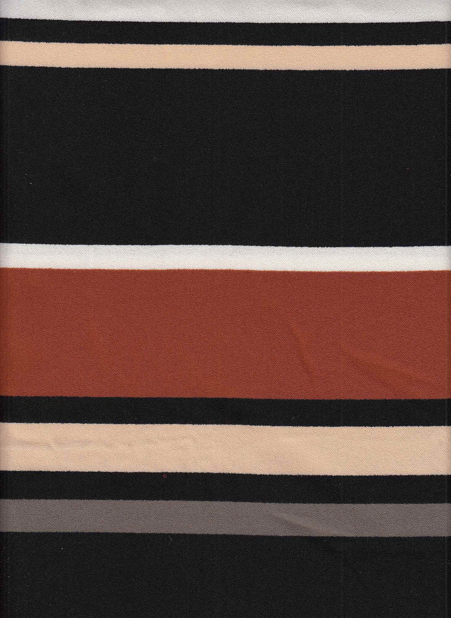 PSTR 10041 BLACK/RUST BROWN KNITS STRIPES TECHNO/CREPE/SCUBA