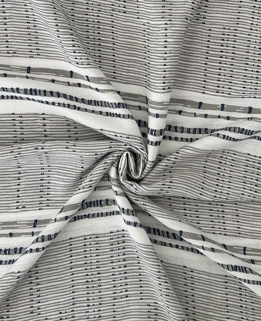 180525 BANDEAU OFFWHITE CREPE CRINKLE GREY OFFWHITE/IVORY PRINTS STRIPES WOVEN