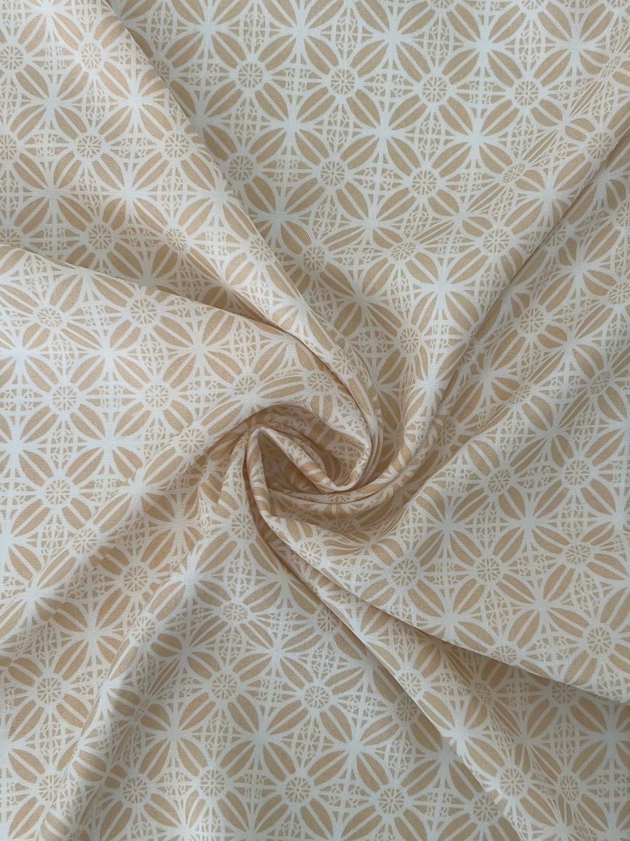 180616 LATTICE STRAW BROWN CHALLIS PRINTS WOVEN