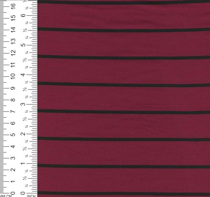 18319 STRIPE CABERNET/BLACK ATHLETIC JERSEY KNITS RAYON SPANDEX RED SOLIDS TOP SELLERS
