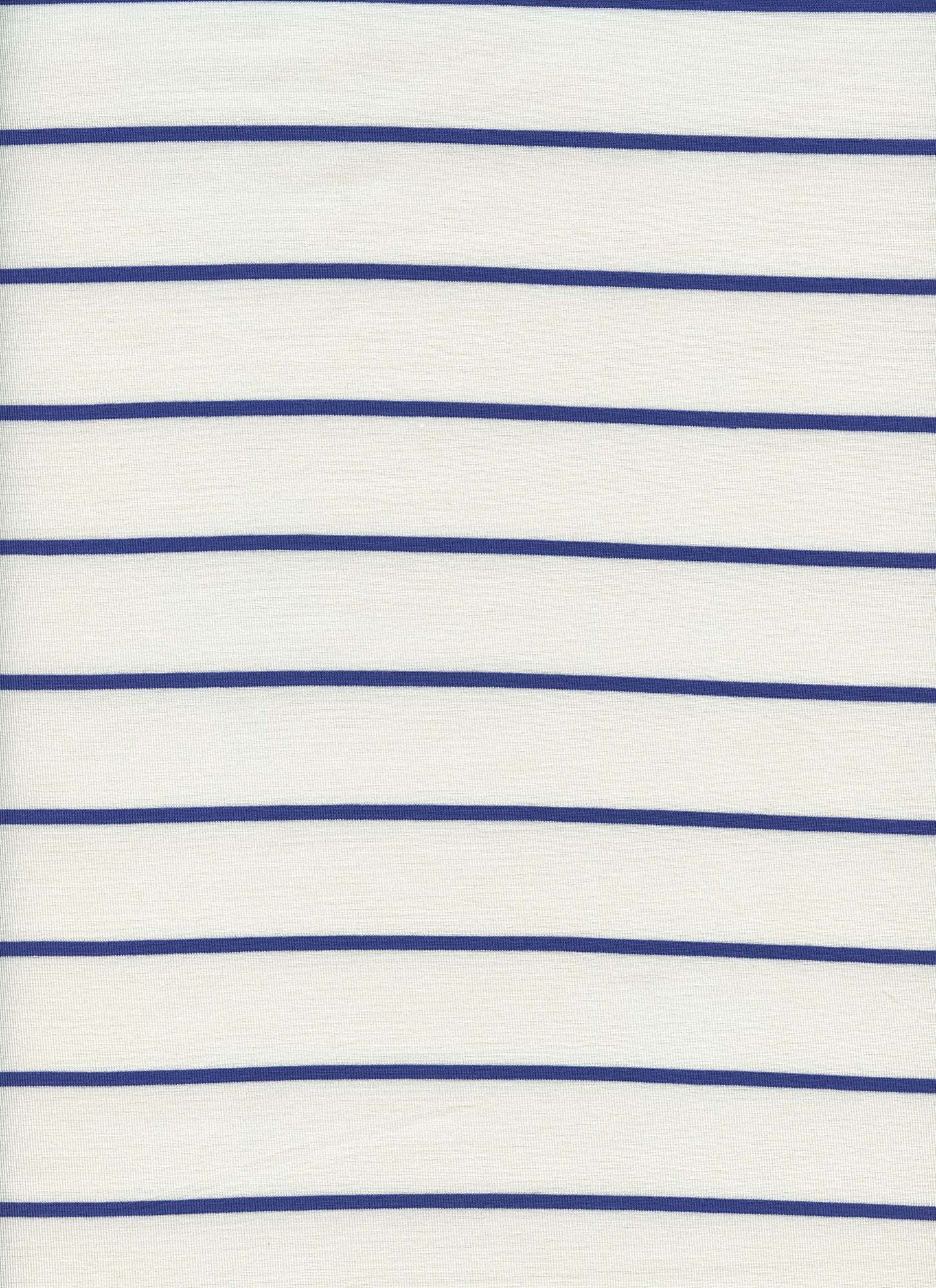18319 STRIPE WHITE/MAZARINE BLUE ATHLETIC JERSEY KNITS OFFWHITE/IVORY RAYON SPANDEX SOLIDS TOP SELLERS