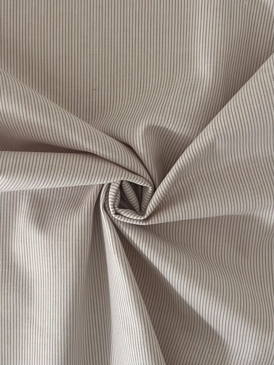 19408 TAN/WHT POPLIN PRINTS STRIPES WOVEN