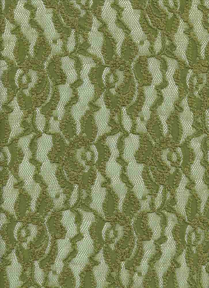19604 OLIVE13 CHENILLE GREEN STRETCH LACE