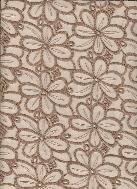 14097 TAUPE BROWN EMBROIDERY