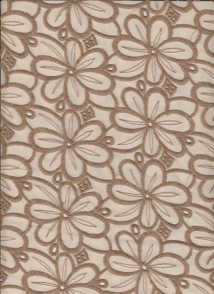 14097 TAUPE BROWN EMBROIDERY