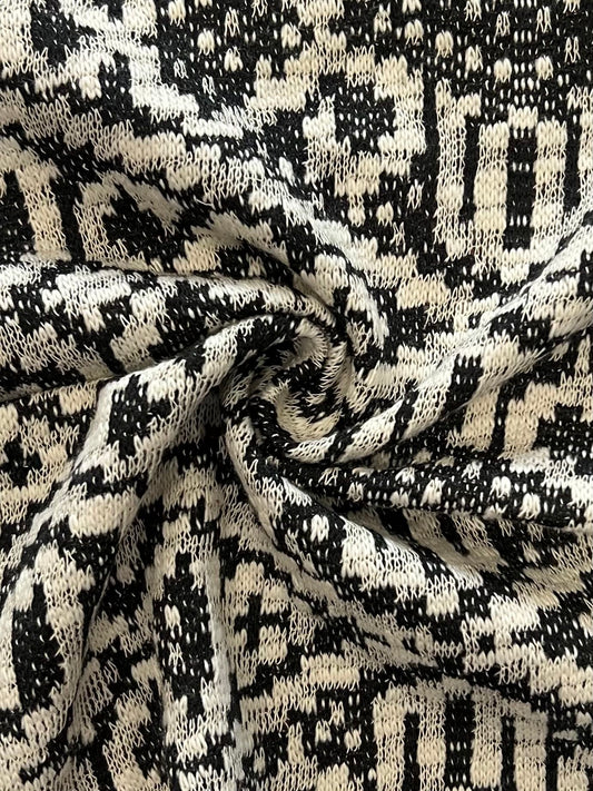 17054 BLACK/NATURAL BLACK FRENCH TERRY JACQUARD/NOVELTY KNITS PRINTS SLUB/NEPS