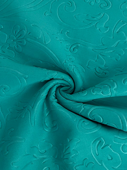 EMBOSSED TECHNO MINT DARK EMBELLISHMENT/EMBOSSED GREEN JACQUARD/NOVELTY KNITS TECHNO/CREPE/SCUBA