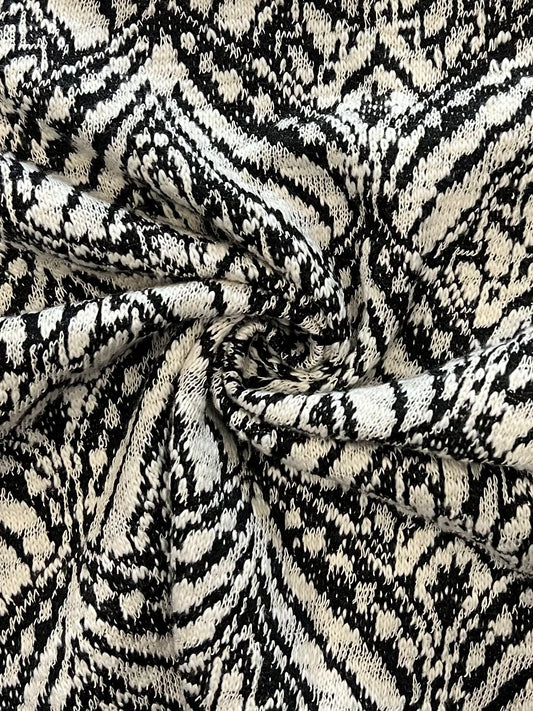 17084 BLACK/NATURAL BLACK FRENCH TERRY JACQUARD/NOVELTY KNITS PRINTS SLUB/NEPS