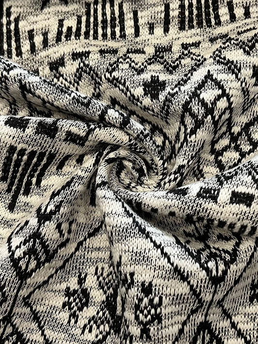 17085 BLACK/NATURAL BLACK FRENCH TERRY JACQUARD/NOVELTY KNITS PRINTS SLUB/NEPS