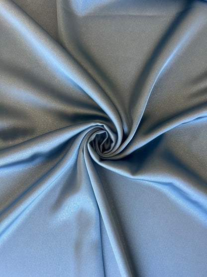 18401 DUSTY BLUE/SILVER FOIL BLUE EMBELLISMENT SATIN SOLIDS WOVEN