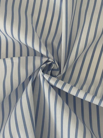 19421 WHITE/CHAMBRAY BLUE POPLIN PRINTS STRIPES WOVEN