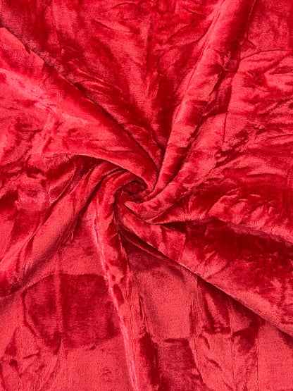 18384 REALLY RED COZY/BRUSH CRINKLE CRUSH PLEATED JACQUARD/NOVELTY KNITS RED SOLIDS VELOURS