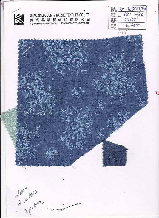 19445 DENIM BLUE PRINTS TEXTURED WOVEN