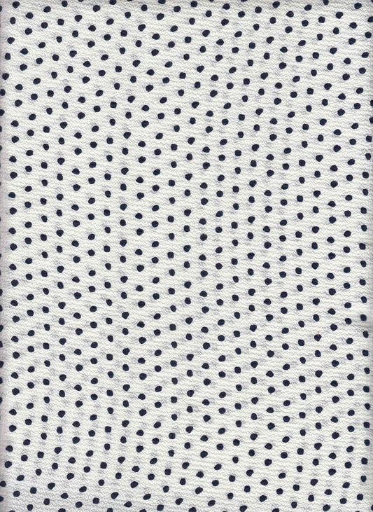 PDOT 10011 WHITE/NAVY BLUE CREPE OFFWHITE/IVORY PRINTS TEXTURED WOVEN