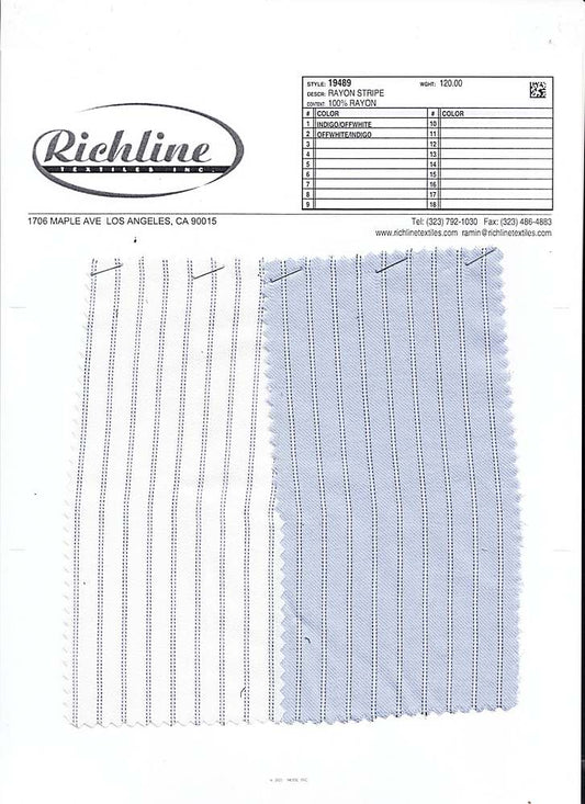 19489 INDIGO/OFFWHITE BLUE PRINTS STRIPES WOVEN