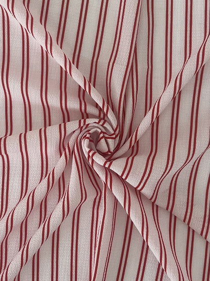 PSTR 10060 WHITE/RED CREPE PRINTS RED STRIPES WOVEN