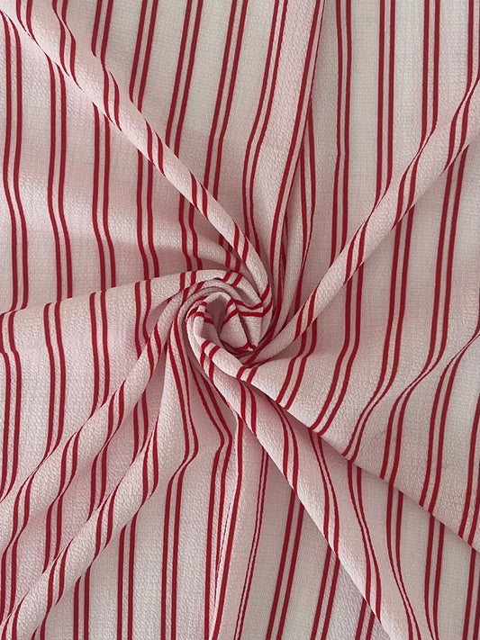 PSTR 10060 WHITE/RED CREPE PRINTS RED STRIPES WOVEN