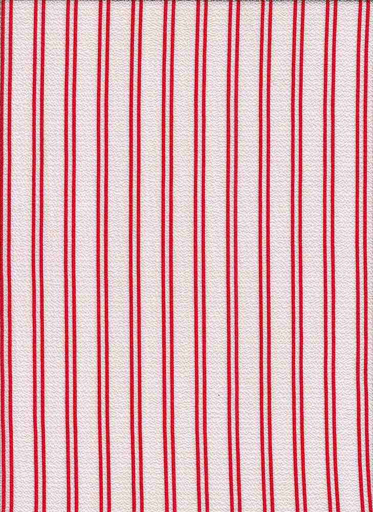 PSTR 10060 WHITE/RED CREPE PRINTS RED STRIPES WOVEN