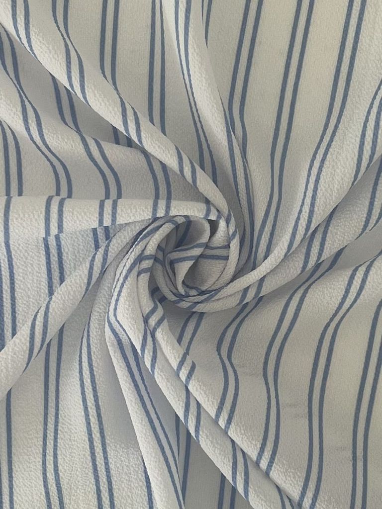 PSTR 10060 WHITE/LT. BLUE BLUE CREPE PRINTS STRIPES WOVEN