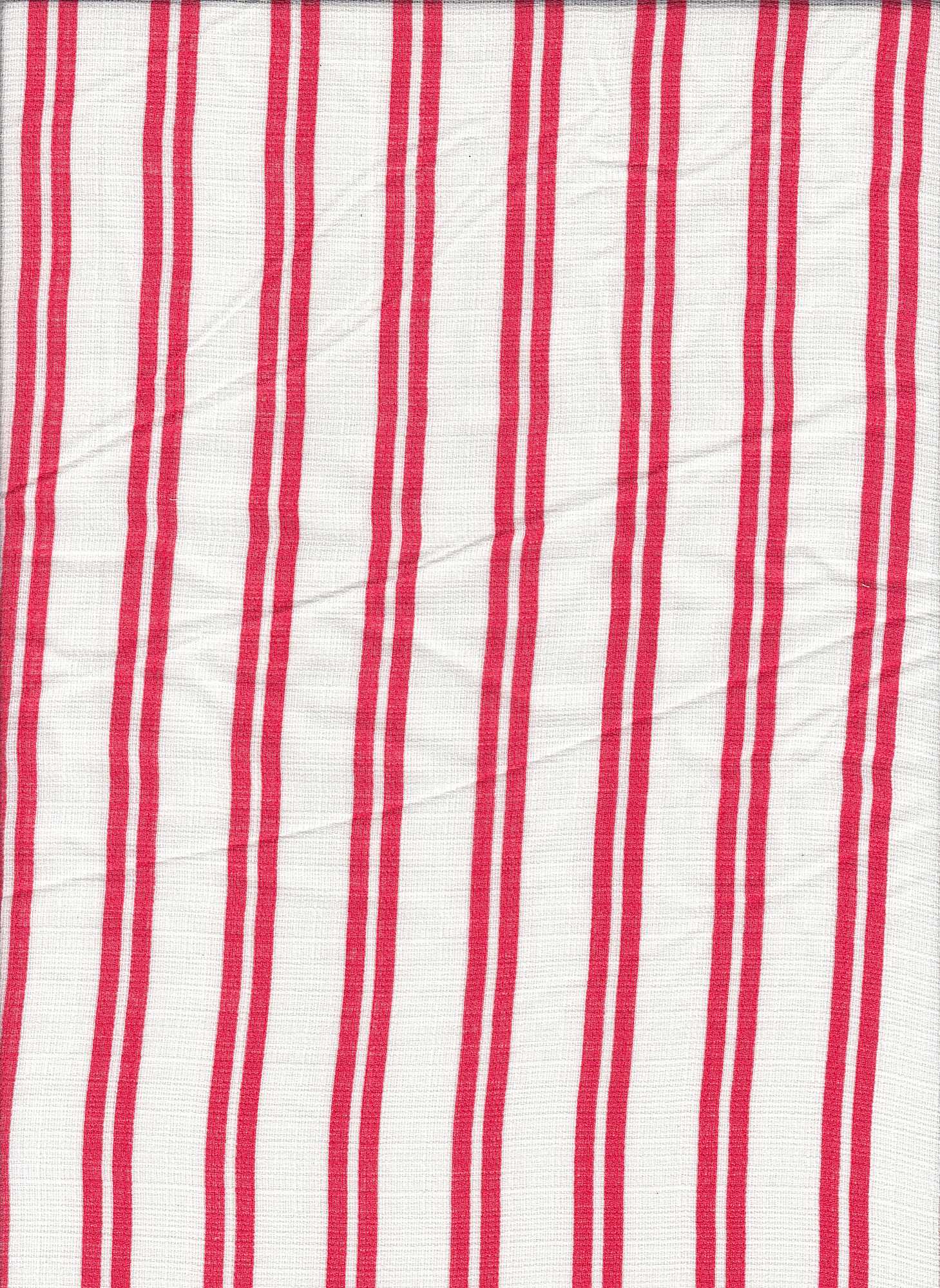 PSTR 10066 ECRU/RED LINEN PRINTS RED STRIPES WOVEN