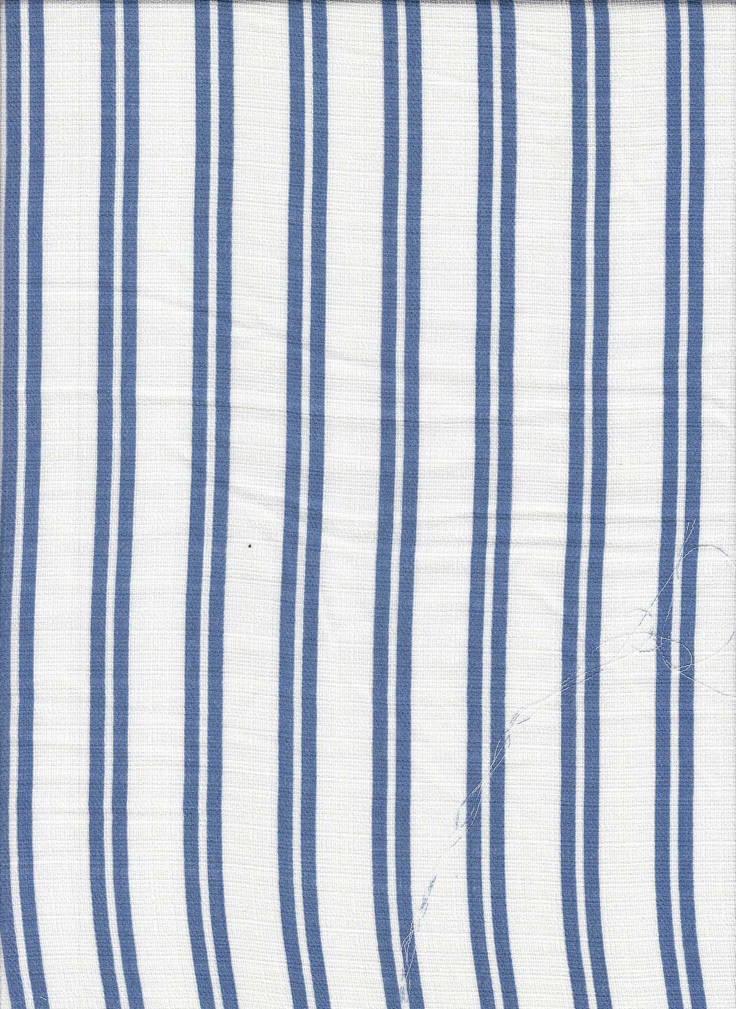 PSTR 10066 ECRU/BLUE BLUE LINEN PRINTS STRIPES WOVEN