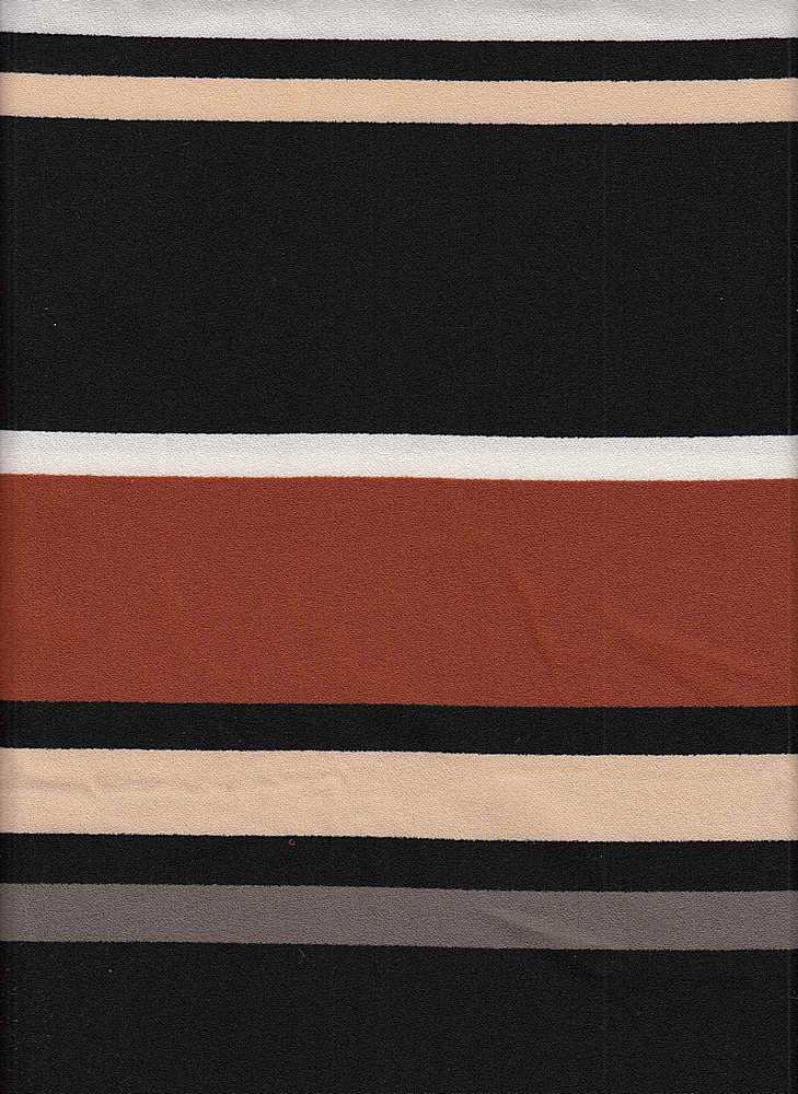 PSTR 10041 BLACK/RUST BROWN KNITS STRIPES TECHNO/CREPE/SCUBA