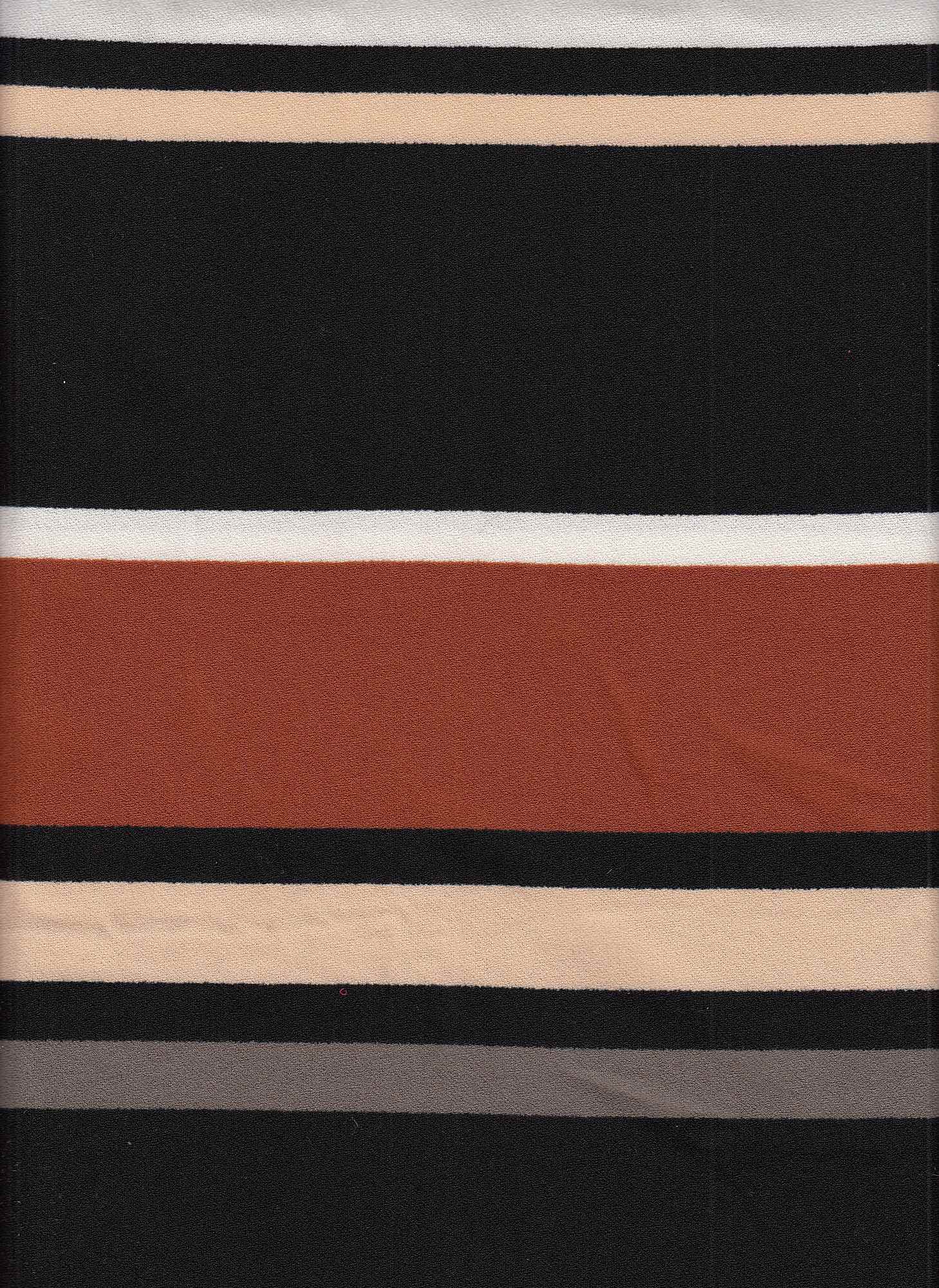 PSTR 10041 BLACK/RUST BROWN KNITS STRIPES TECHNO/CREPE/SCUBA