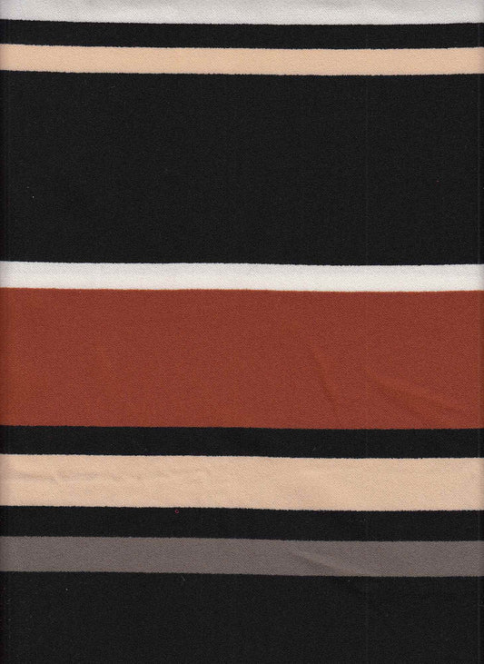 PSTR 10041 BLACK/RUST BROWN KNITS STRIPES TECHNO/CREPE/SCUBA