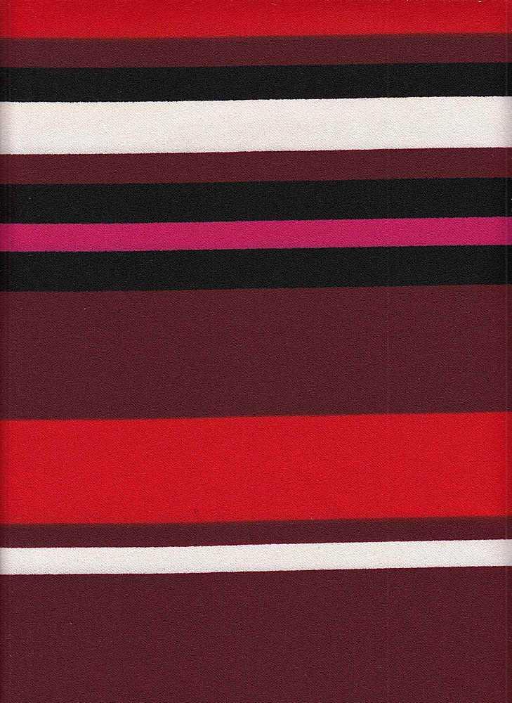 PSTR 10041 ELDERBERRY/RED/FUSCHIA KNITS PINK STRIPES TECHNO/CREPE/SCUBA