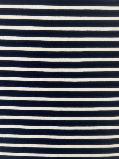 D0790 NAVY/WHITE BLUE KNITS PONTI/OTTOMAN STRIPES