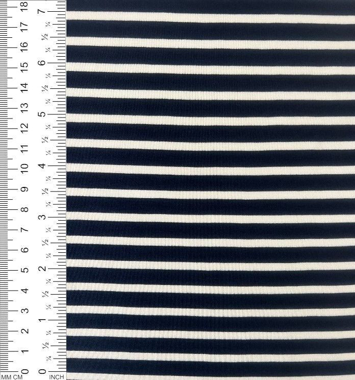 D0790 NAVY/WHITE BLUE KNITS PONTI/OTTOMAN STRIPES