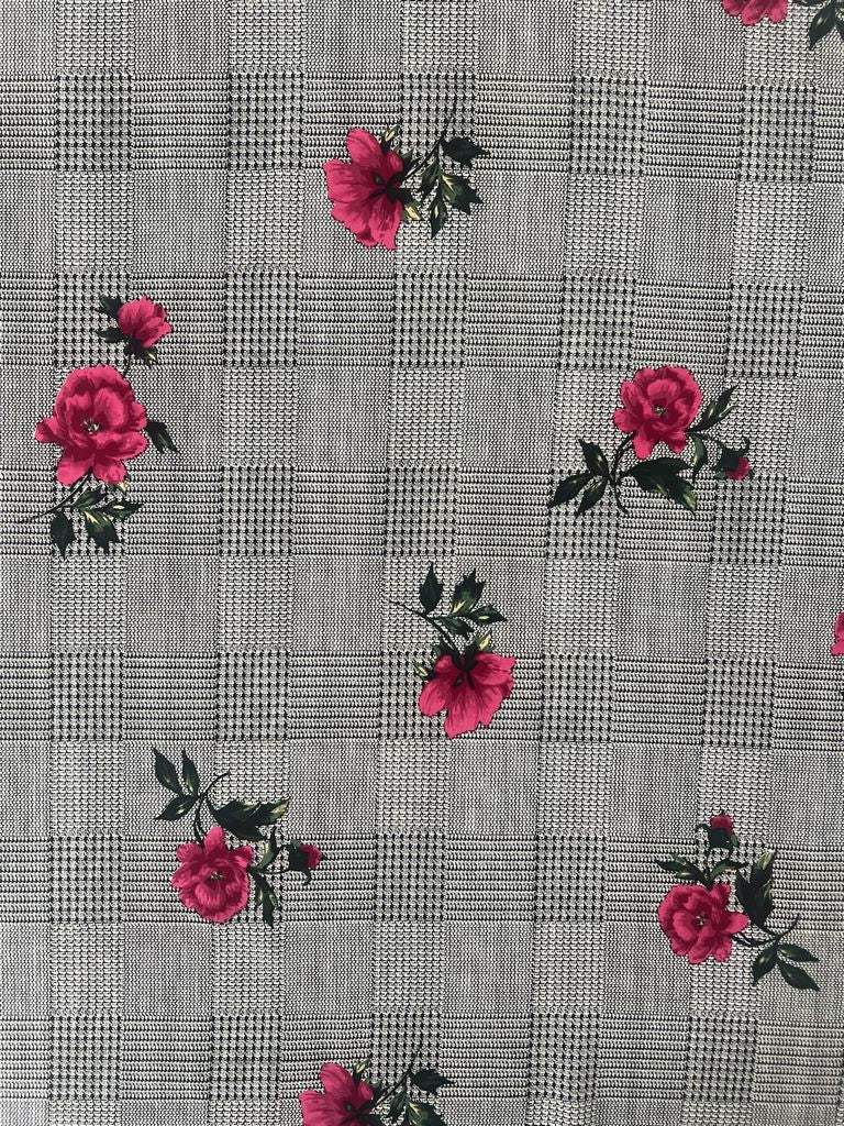 PPLD 10048 PINK BLACK CHALLIS PINK PRINTS WOVEN