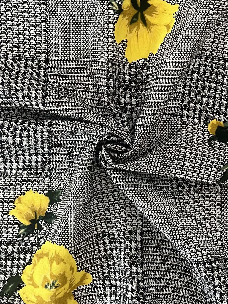 PPLD 10048 YELLOW BLACK CHALLIS PRINTS WOVEN YELLOW