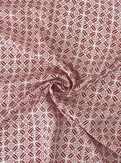 180616 LATTICE CORAL CHALLIS ORANGE PRINTS WOVEN