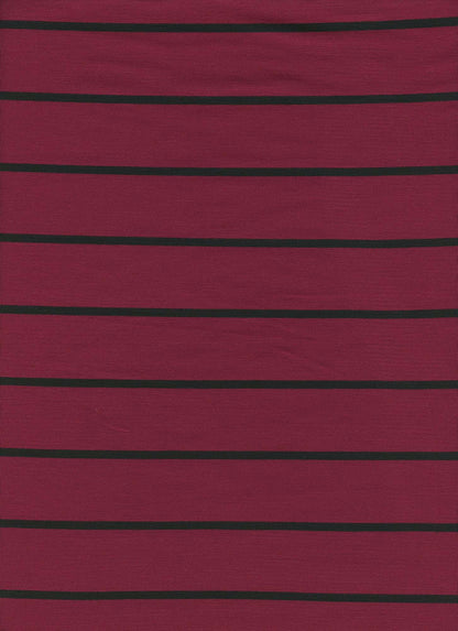 18319 STRIPE CABERNET/BLACK ATHLETIC JERSEY KNITS RAYON SPANDEX RED SOLIDS TOP SELLERS