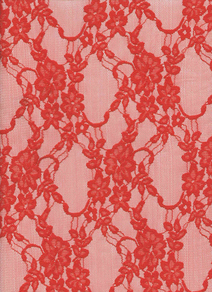 LACE 19608 CHERRY ORANGE STRETCH LACE