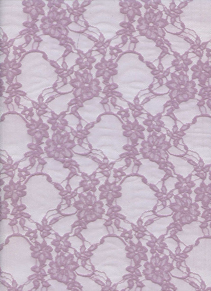 LACE 19608 ROSE LILAC PURPLE STRETCH LACE