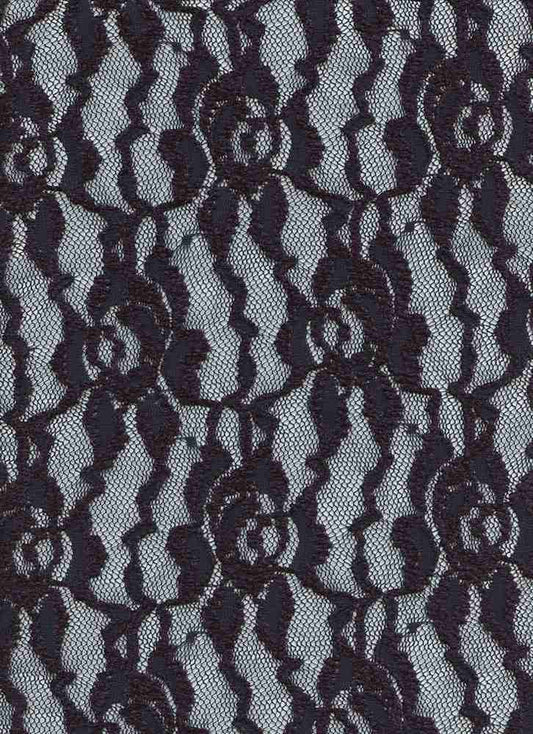 19604 NAVY BLUE CHENILLE STRETCH LACE