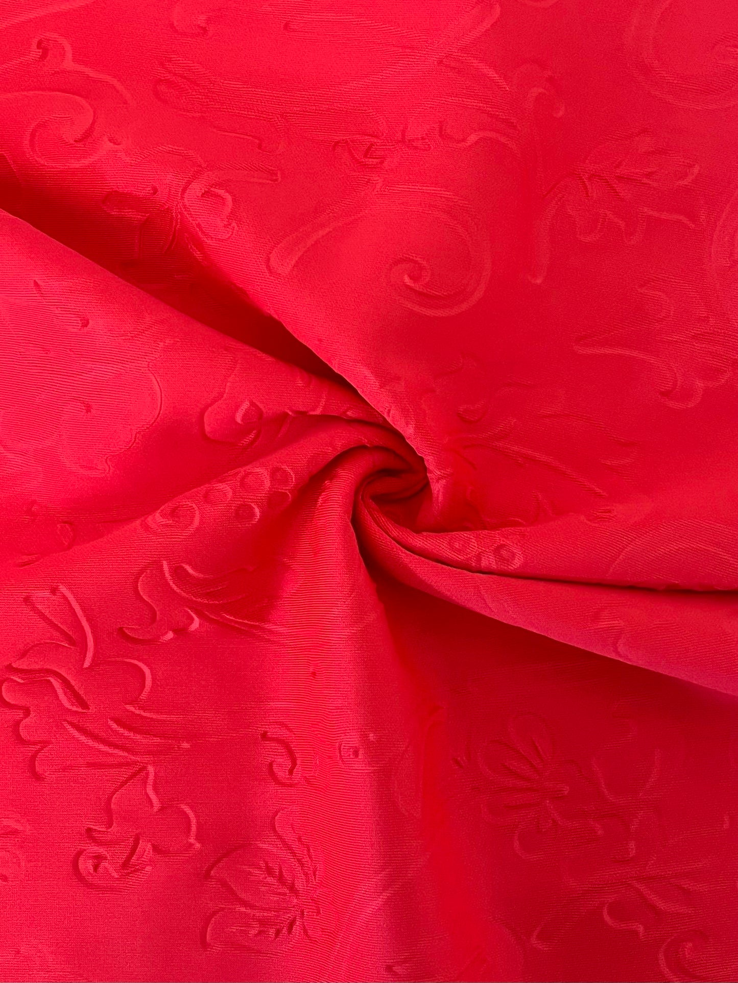 EMBOSSED TECHNO BRIGHT CORAL EMBELLISHMENT/EMBOSSED JACQUARD/NOVELTY KNITS ORANGE TECHNO/CREPE/SCUBA